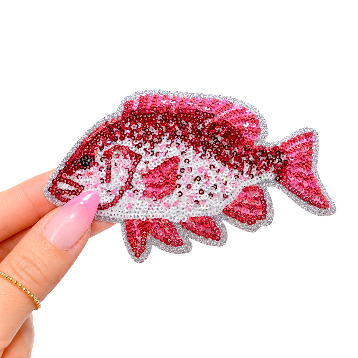 Red Snapper Fish Summer Sequin Patch - Small
