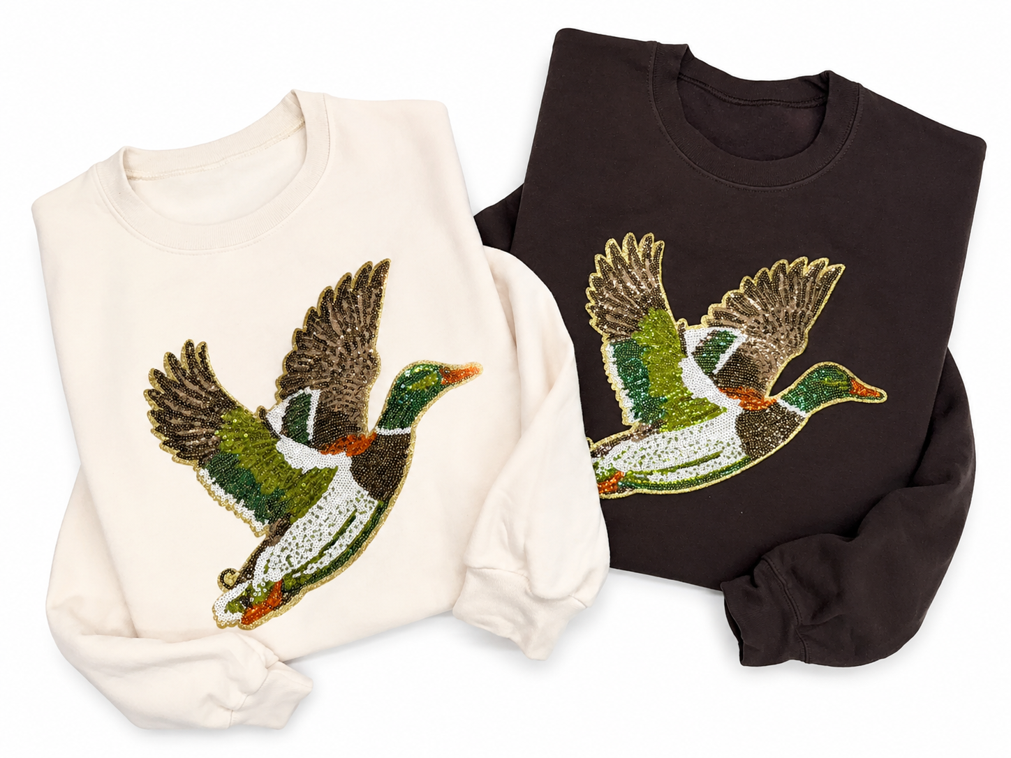 Mallard Duck Hunting Sequin Patch Shirt