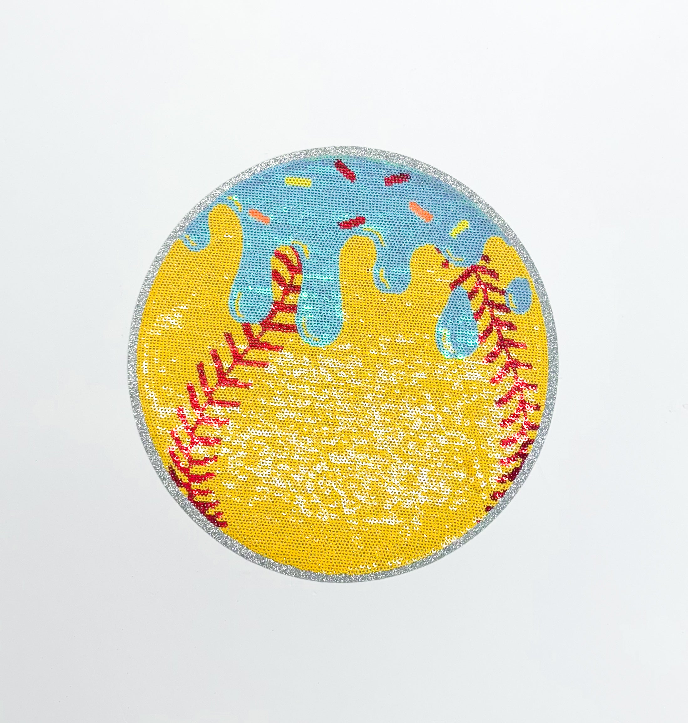 Softball Drip Ball Sequin Patch - Large