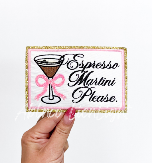 Espresso Martini Please Sequin Bow Patch