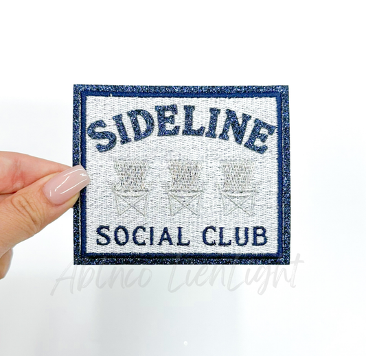 Navy Sideline Social Club Glitter Embroidery Patch