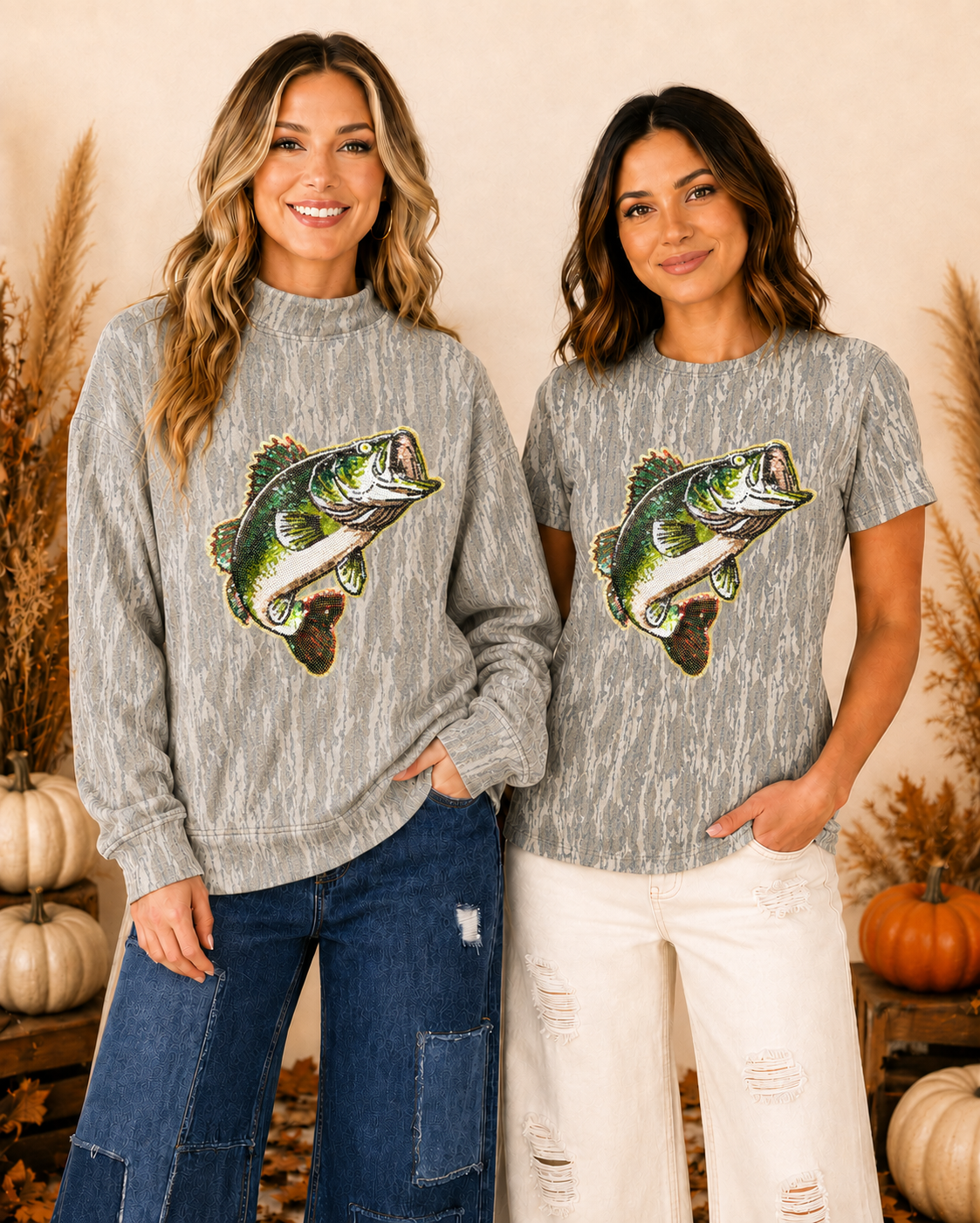 Great Outdoors Hunting Patch Mossy Oak Bottomland Mockneck Crew