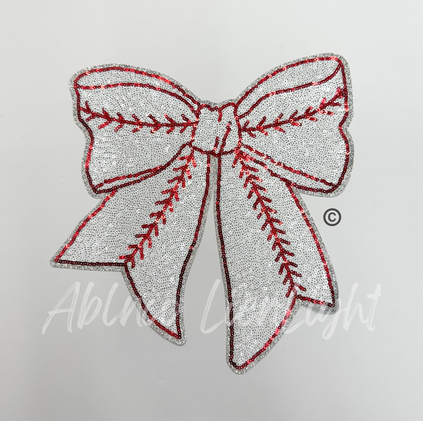 Baseball Sequins Bow Patch - Big