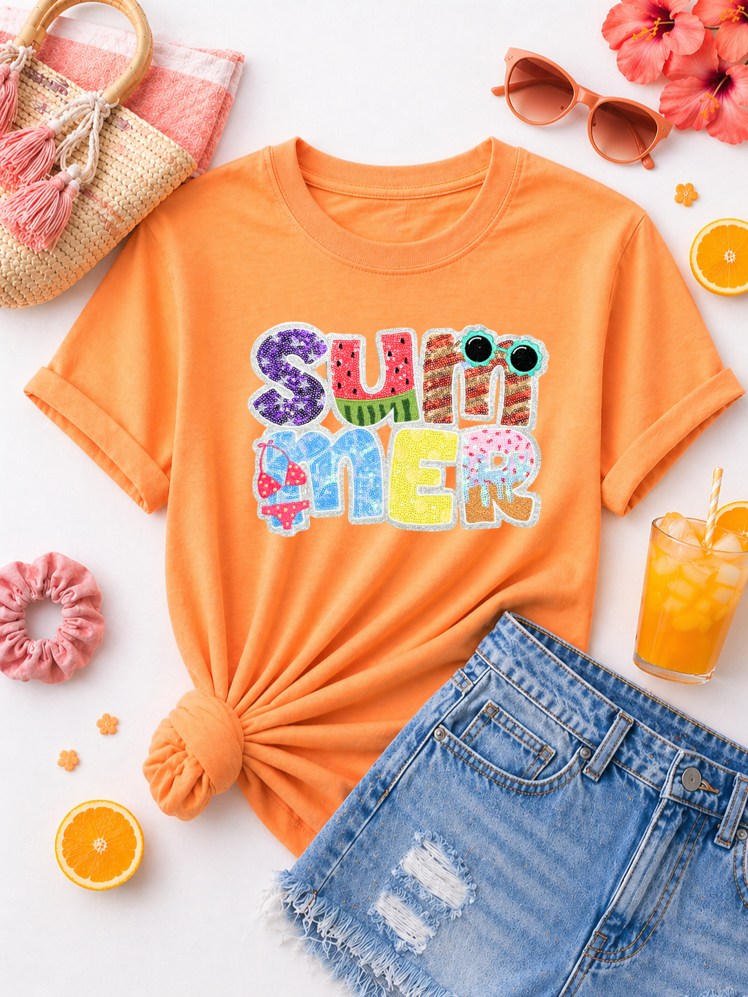 Summer Sequin Patch Tshirt