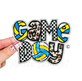 Volleyball Game Day Cheetah Checkered Sequin Patch - Small