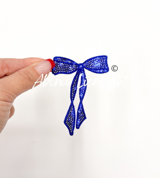 Royal Blue Skinny Sequins Bow Patch