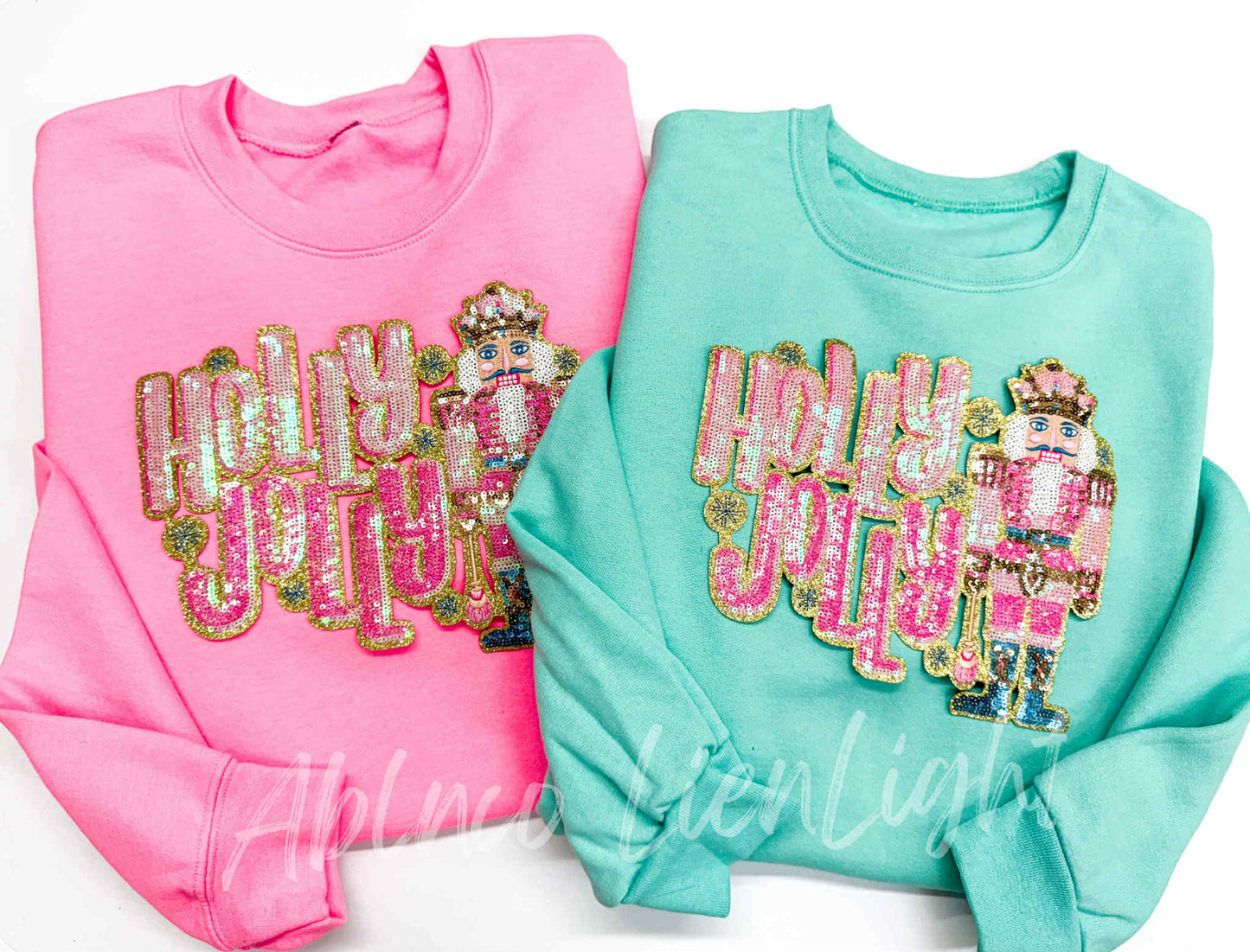 Holly Jolly Nutcracker Sequins Christmas Patch Sweatshirt