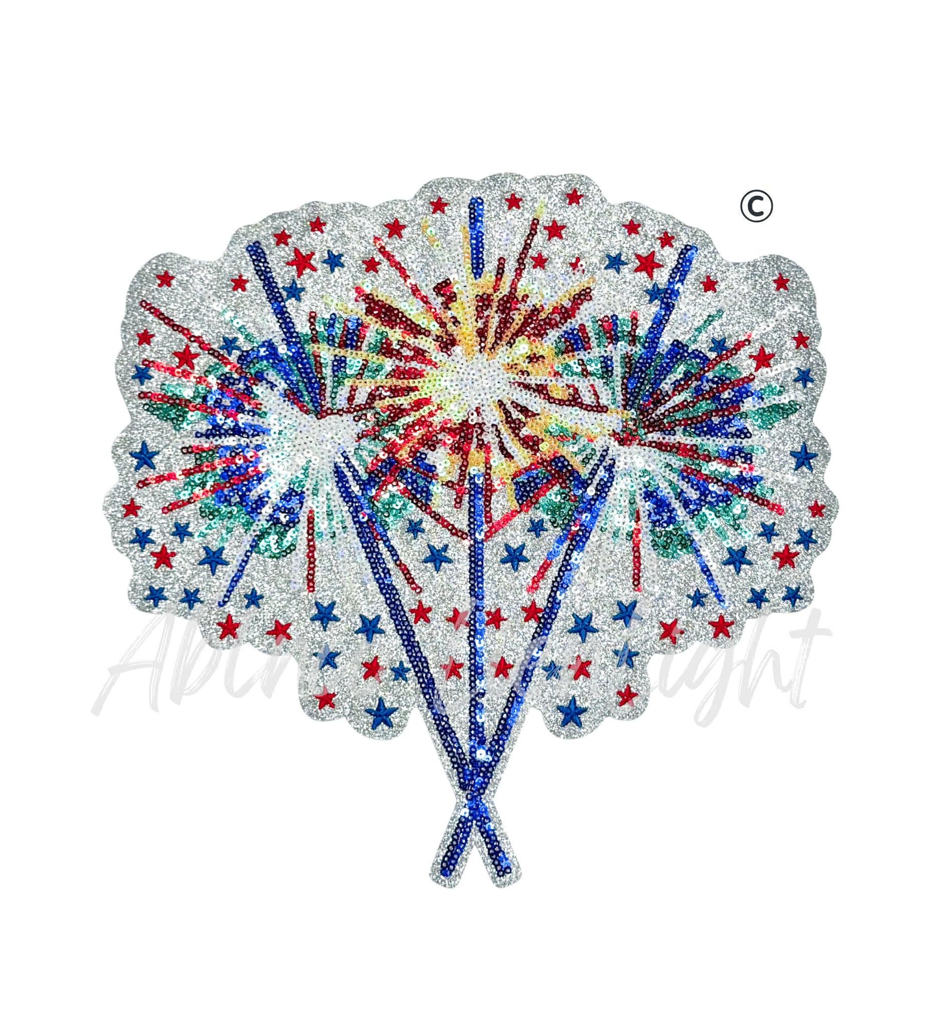 Red White Blue 4th of July Sparklers Sequin Patch - Large
