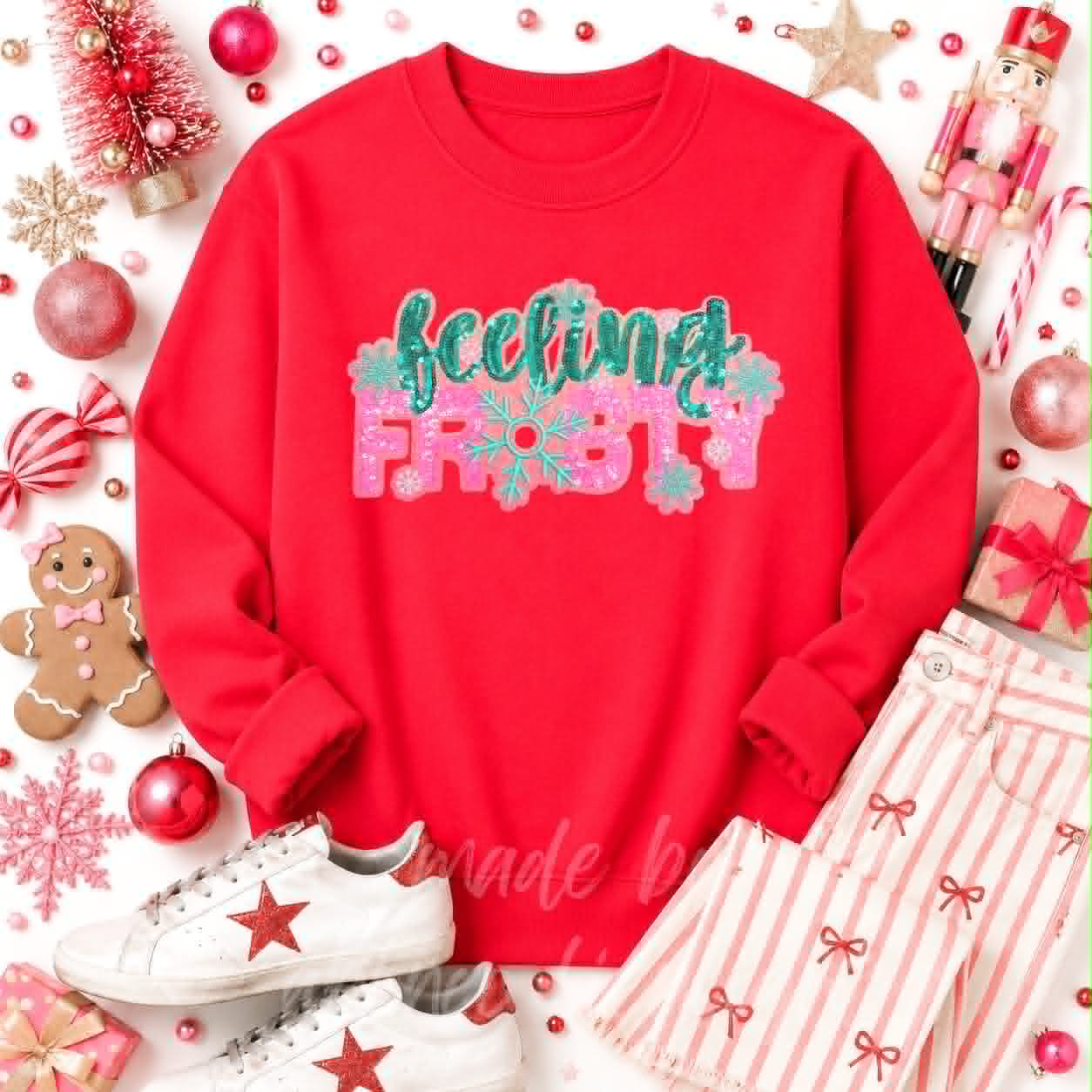 Feeling Frosty Christmas Sequin Patch Sweatshirt