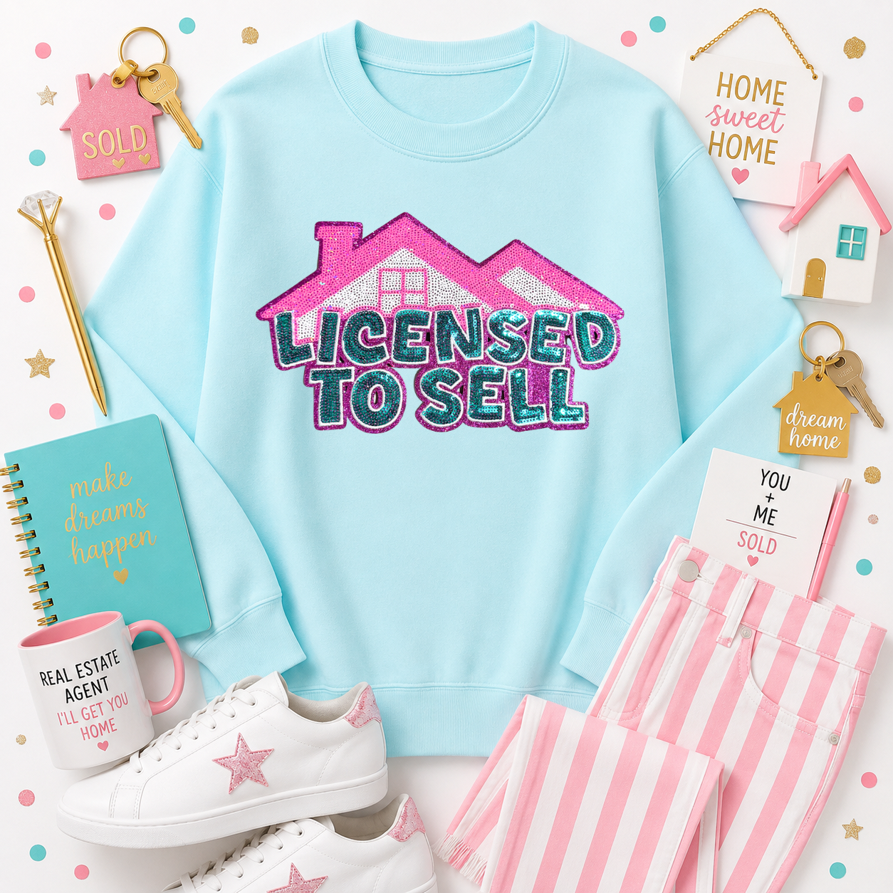Licensed To Sell Realtor Sequin Patch Sweatshirt