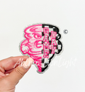 Twister Cyclone Mascot Pink Checkered Sequin Patch - Small