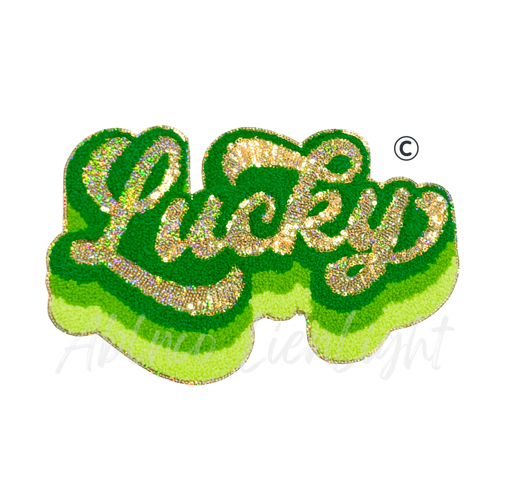 Gold Lucky St Patricks Day Sequin Chenille Patch
