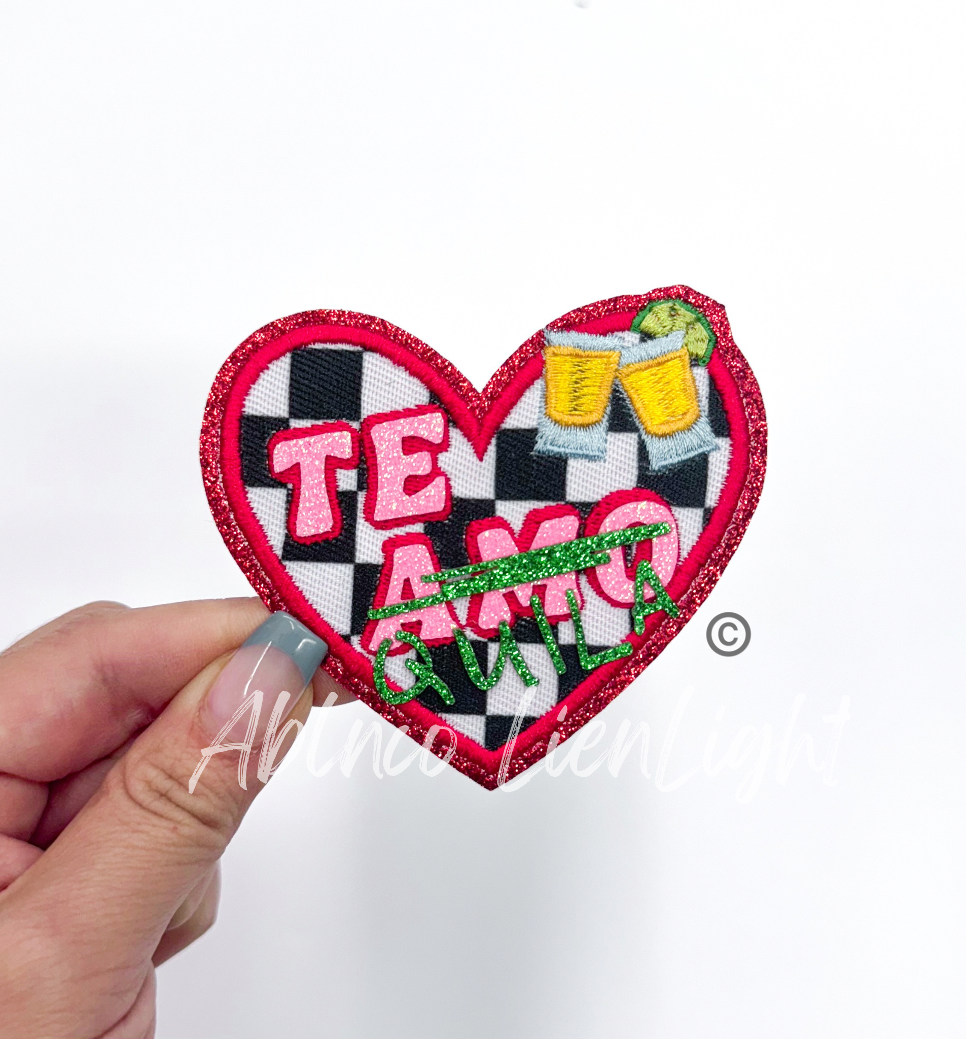 Teamo Tequila Glitter Embroidery Valentines Day Patch
