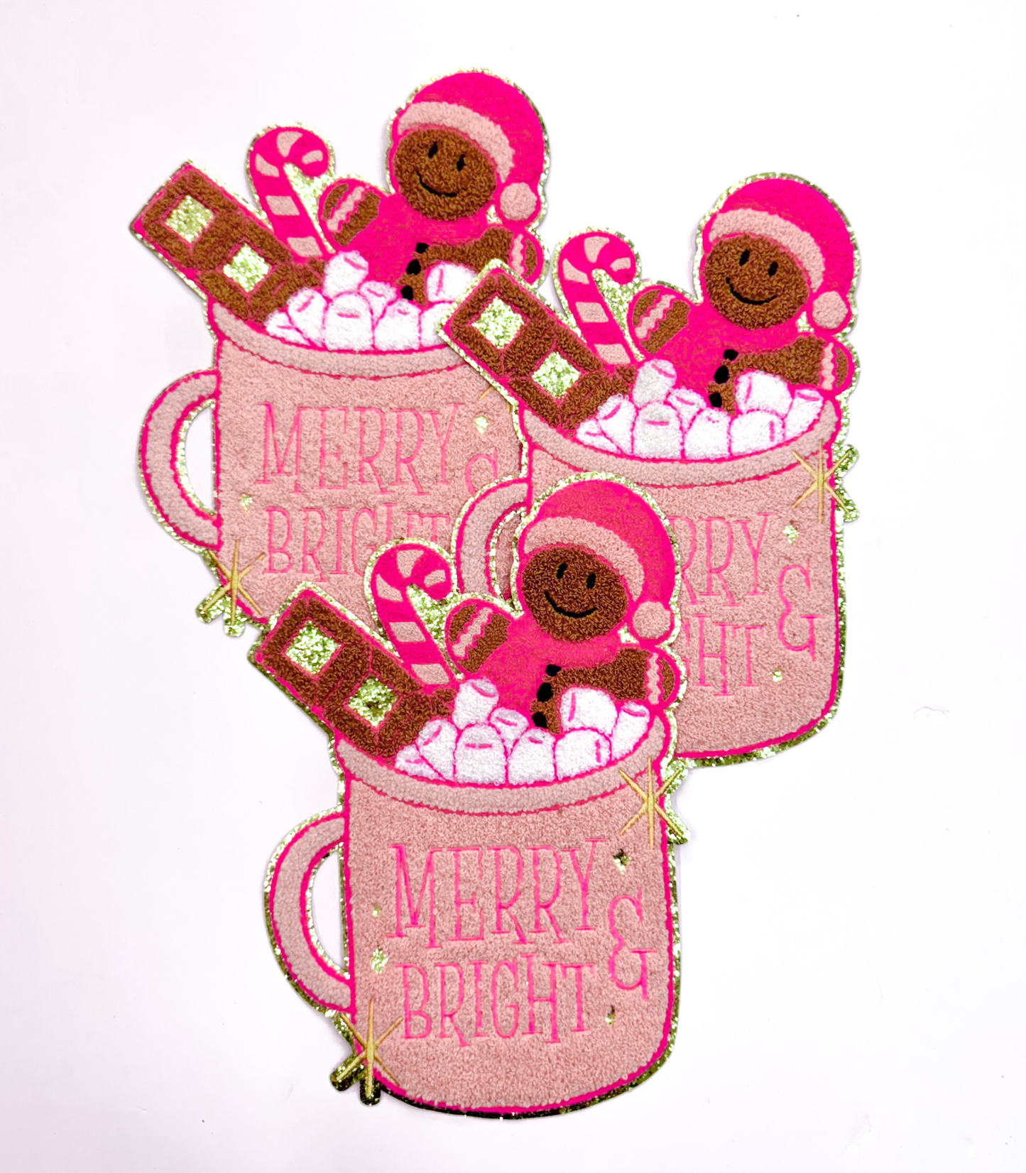 Hot Coco Merry & Bright Pink Christmas Patch