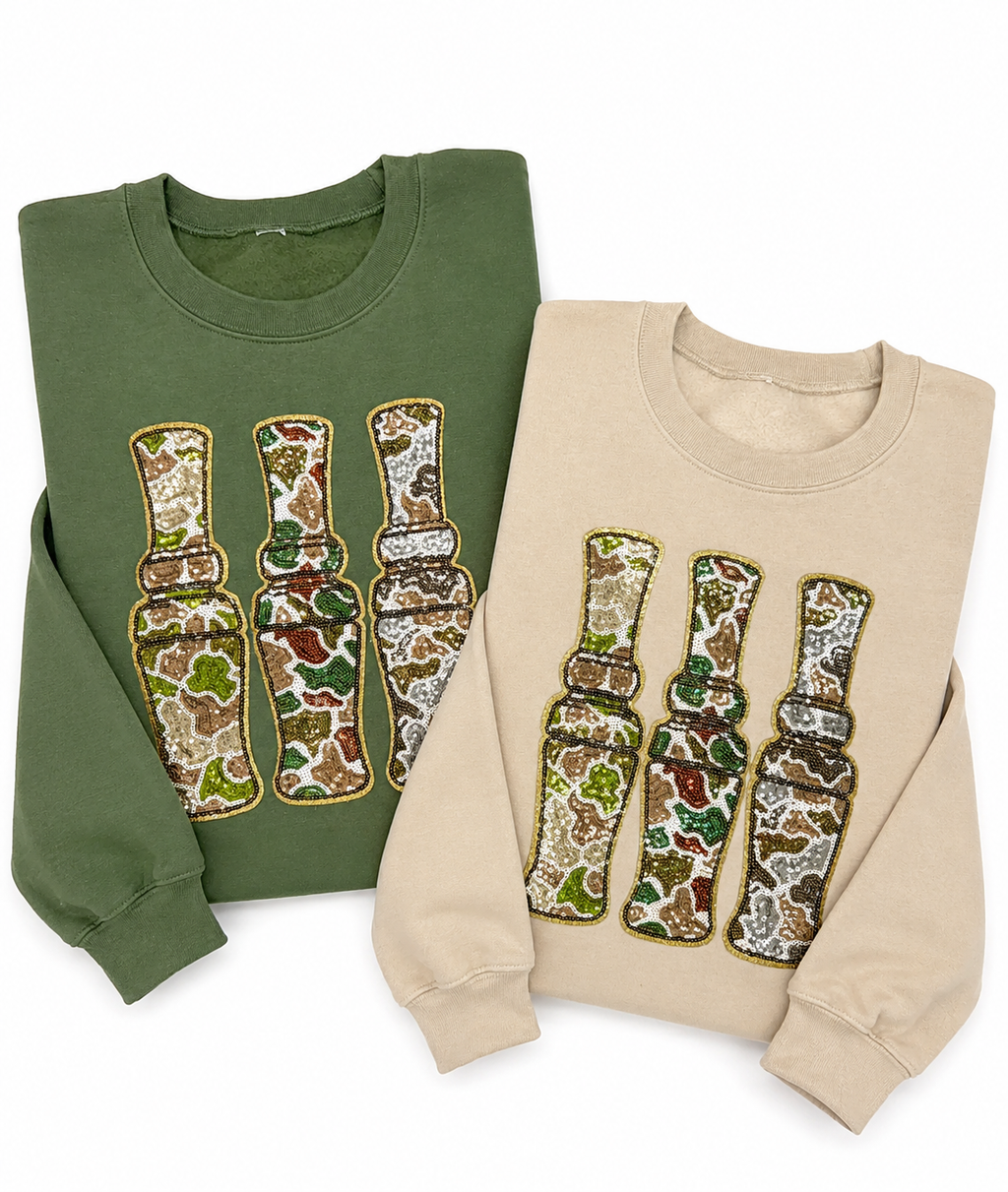 Duck Call Hunting Sequin Patch Shirt