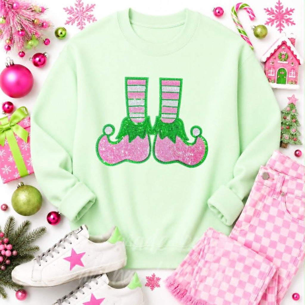 Elf Shoes Christmas Sequin Patch Sweatshirt