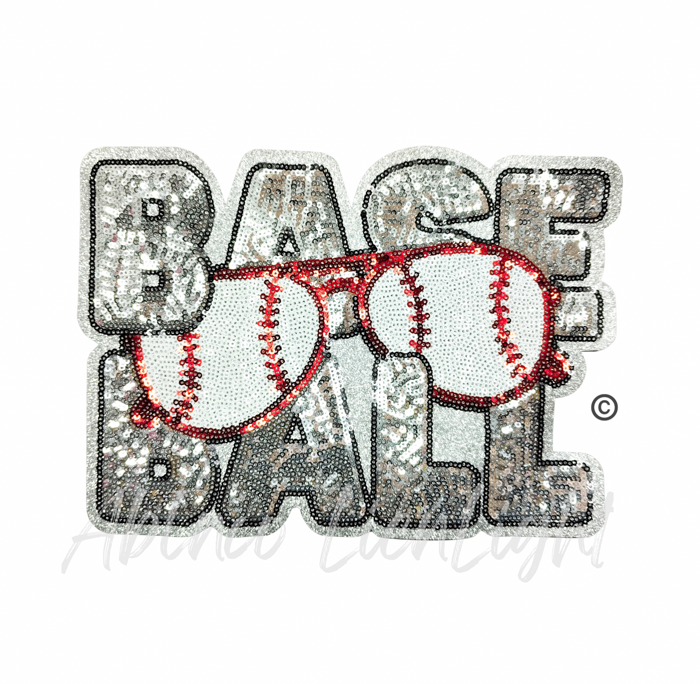 Baseball Shades Silver Sequin Patch - Large