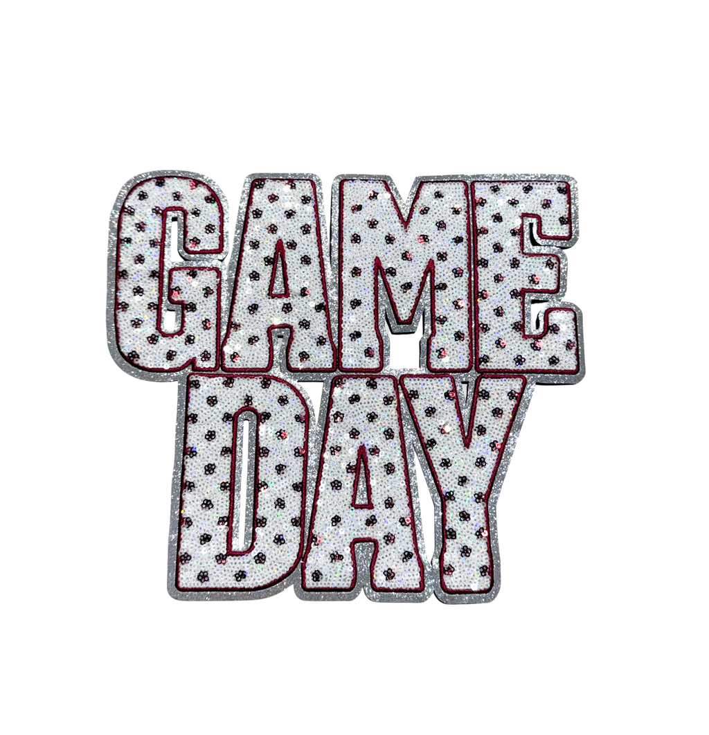 Maroon Polka Dots Game Day Sequin Patch - Large