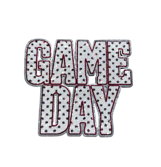 Maroon Polka Dots Game Day Sequin Patch - Large