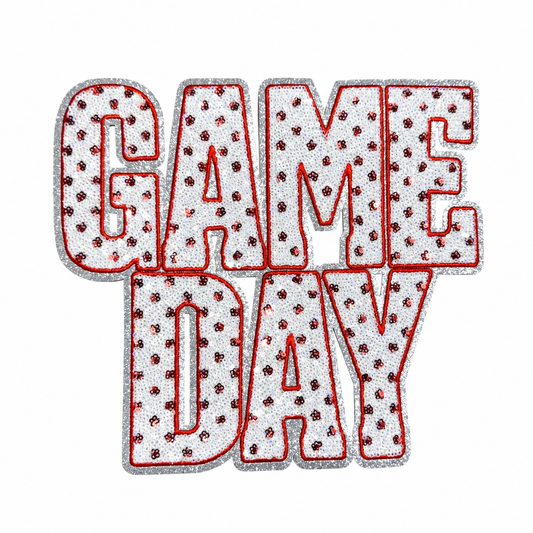 Red Polka Dots Game Day Sequin Patch - Large