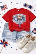 Red White and Blue 4th of July Sparklers Sequin Patch Tshirt