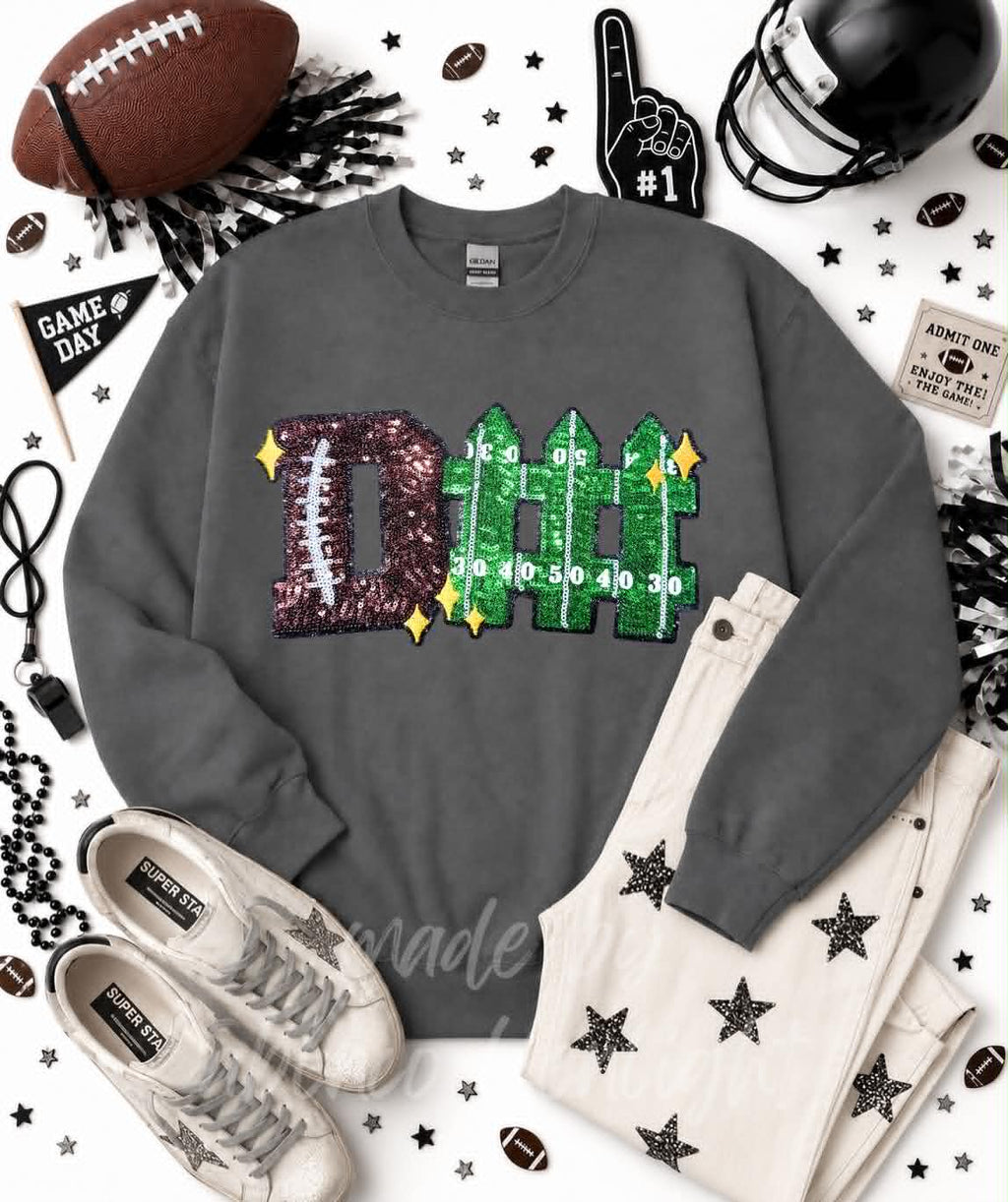 D Fence Football Sequin Patch Sweatshirt