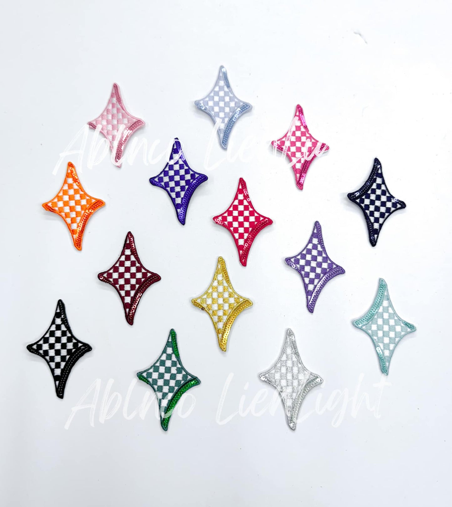 Royal Checkered Diamond Star Embroidery Sequin Patch