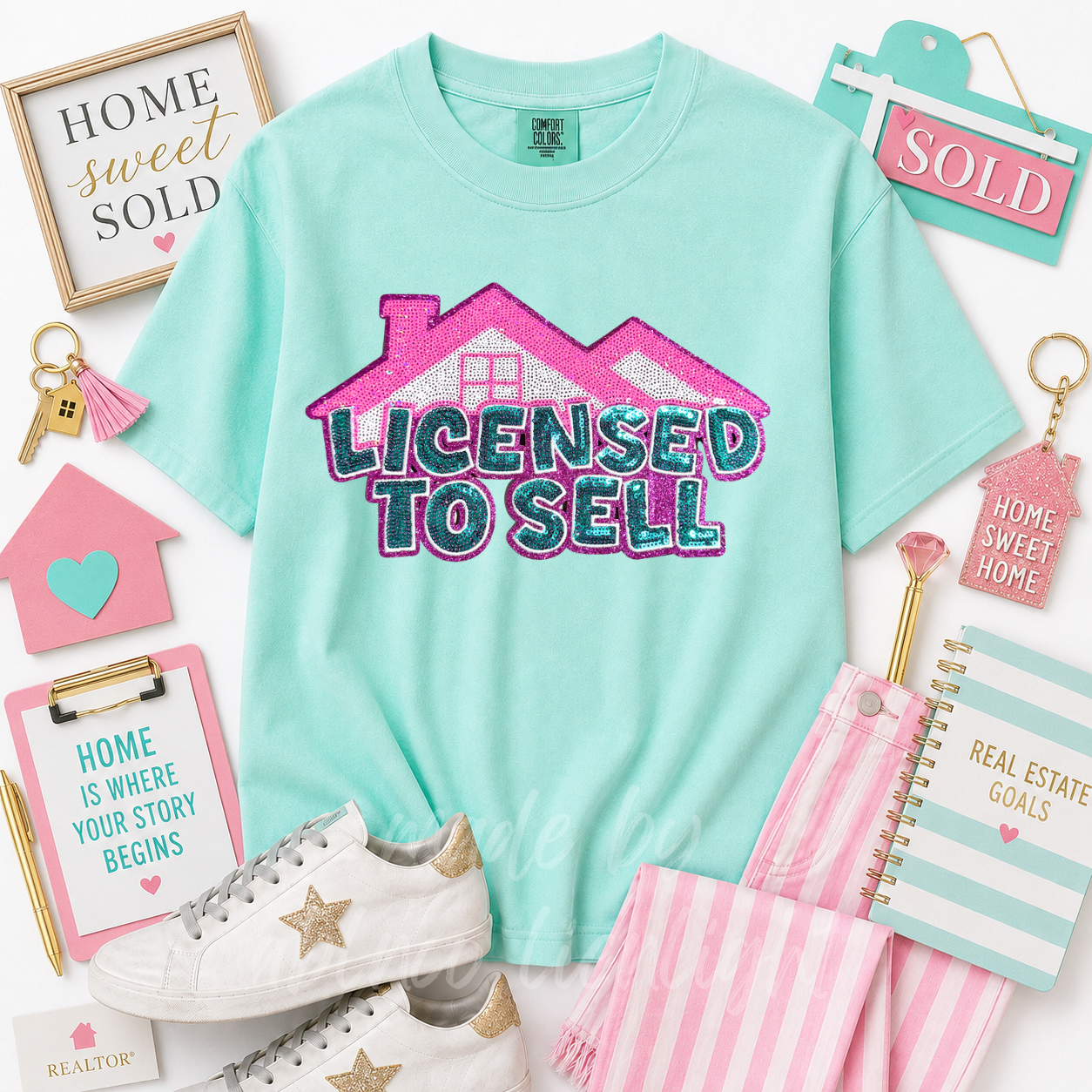 Licensed To Sell Realtor Sequin Patch Tshirt