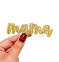 Gold Cursive Mama Embroidery Patch