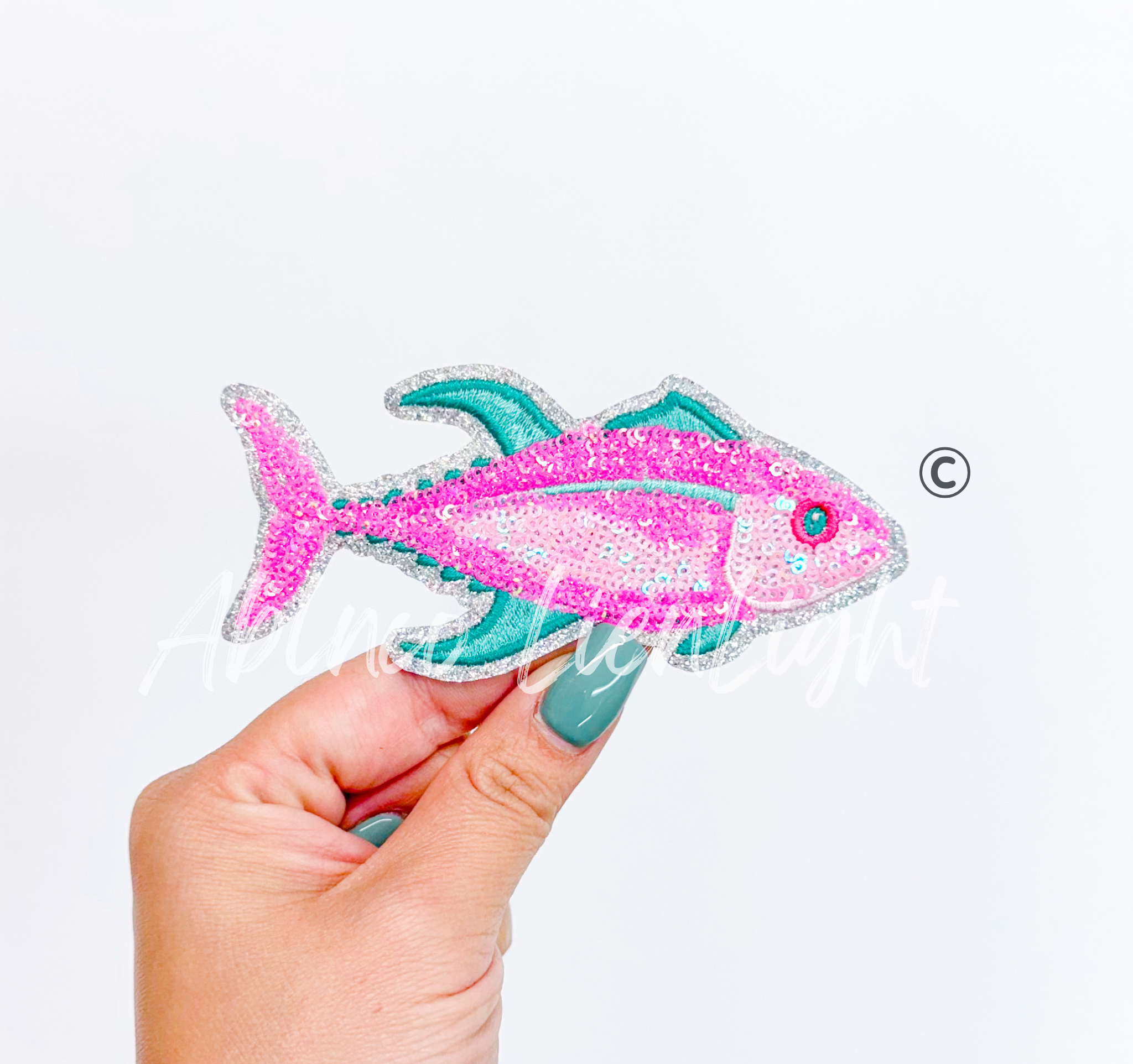 Tuna Fish Fishing Pink Sequin Patch
