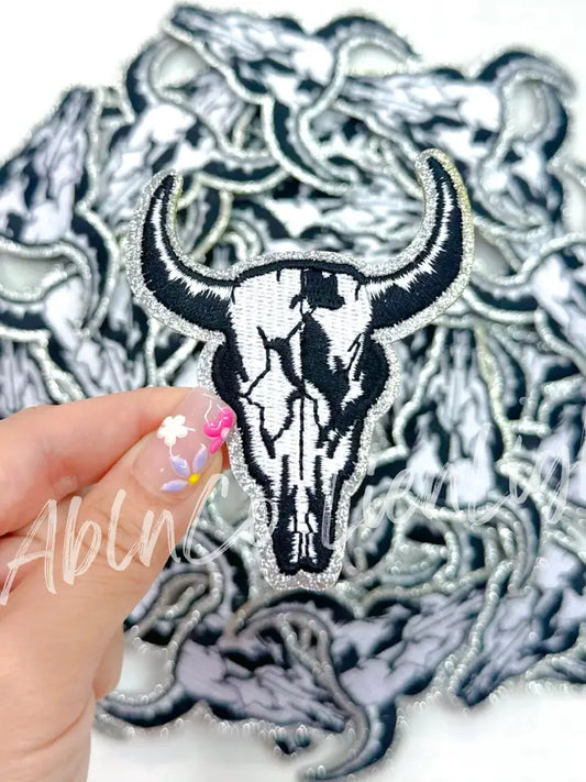 Black Bull Skull Embroidery Patch