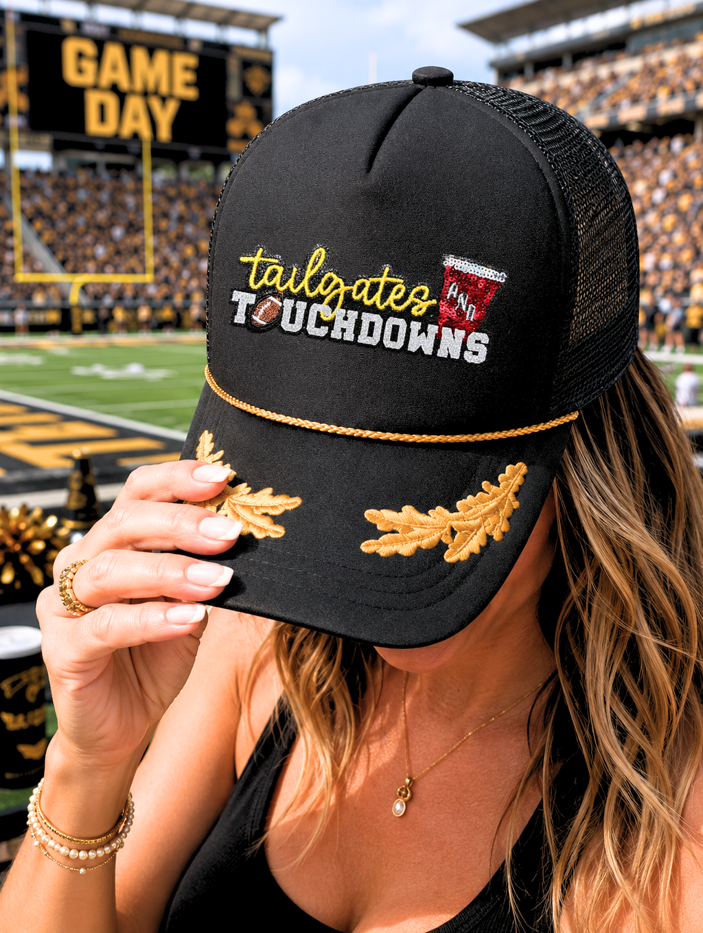 Tailgates And Touchdowns Sequin Patch Otto Trucker Hat