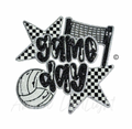 Volleyball Game Day Checkered Star Sequin Patch - Large