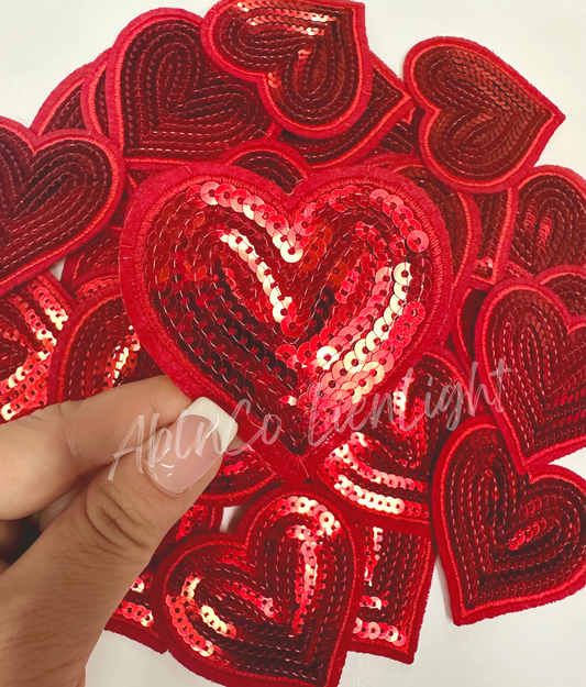 Red Heart Sequins Embroidery Patch