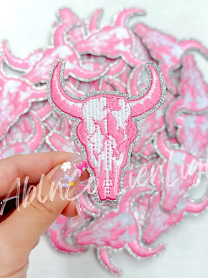 Pink Game Day Flags Rhinestone Embroidery Patch