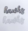 Hawks Mascot Script Sequin Patch - Large
