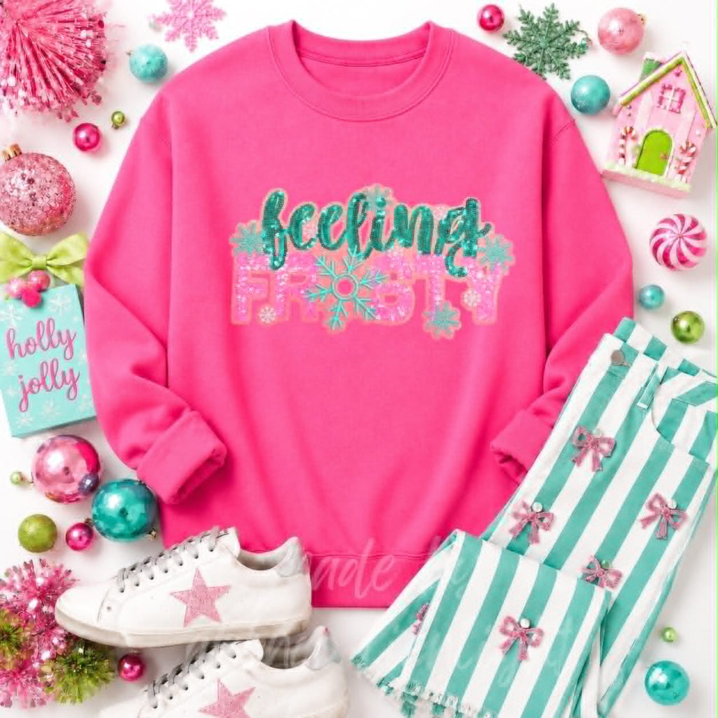 Feeling Frosty Christmas Sequin Patch Sweatshirt