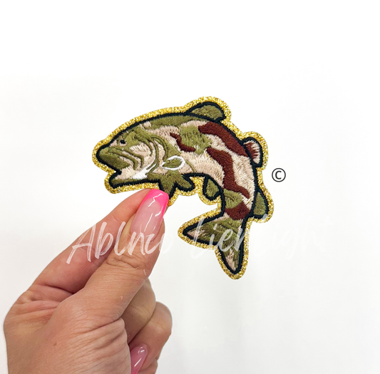 Camo Fish Hunting Embroidery Patch - Small