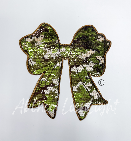 Large Camo Bow Sequins Patch