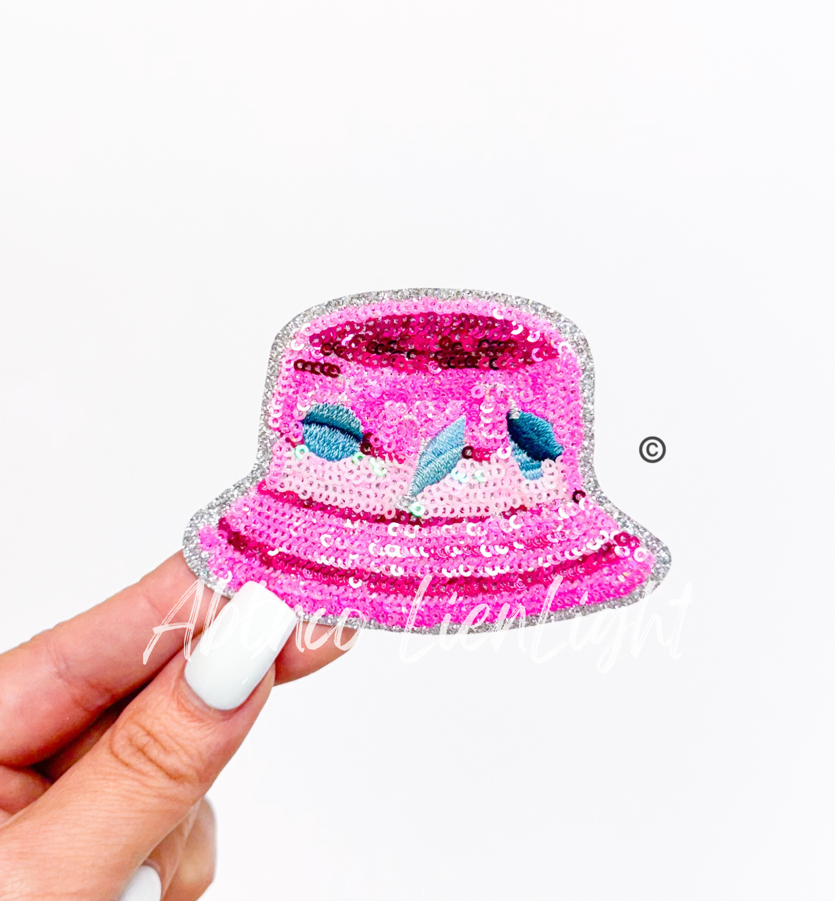 Bucket Hat Fishing Pink Sequin Patch