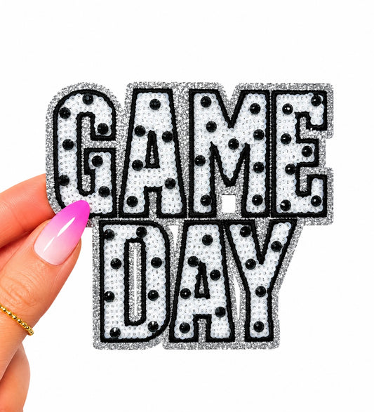 Black Polka Dots Game Day Sequin Patch - Small