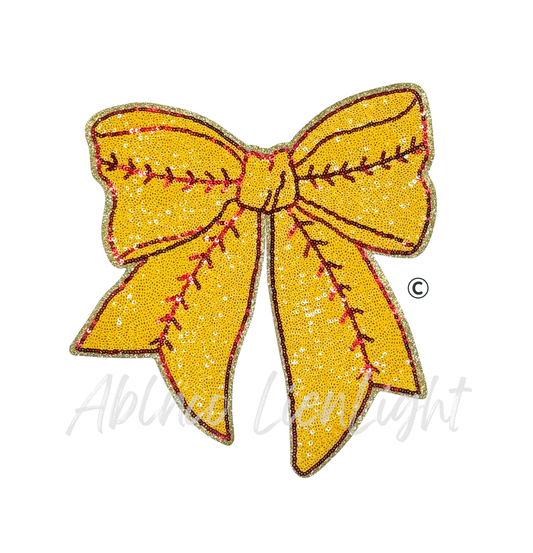 Softball Sequins Bow Patch - Big