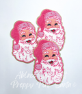 Pink Santa Christmas Chenille Patch - Medium ( 7.5'')