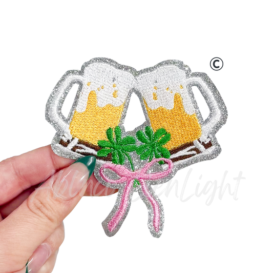 Boozy Bow Beer St Patricks Day Embroidery Patch - Small