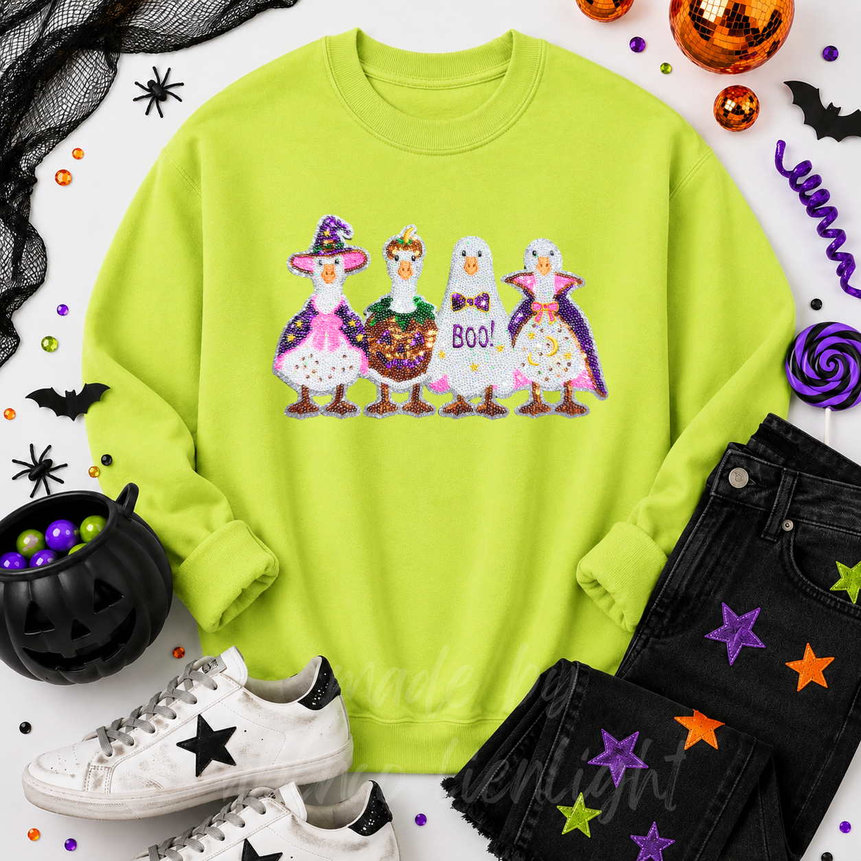 Silly Goose Halloween Sequin Patch Sweatshirt