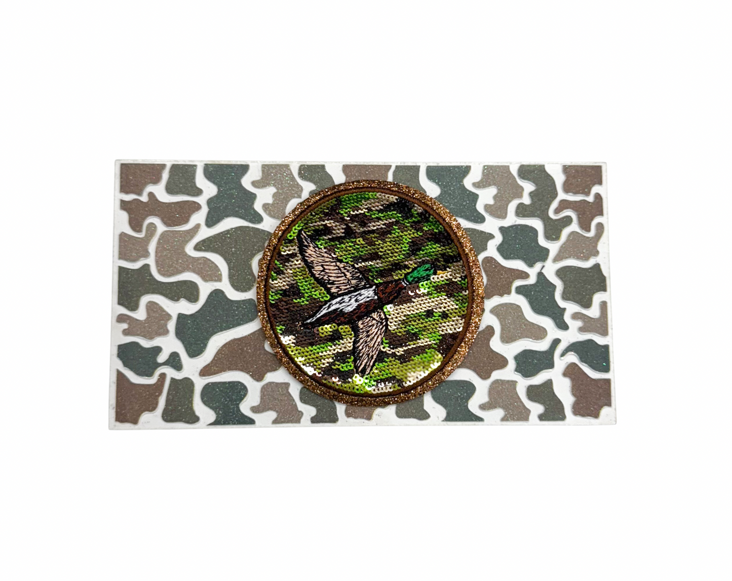 Camo HTV Glitter Trucker Hat Background Transfer
