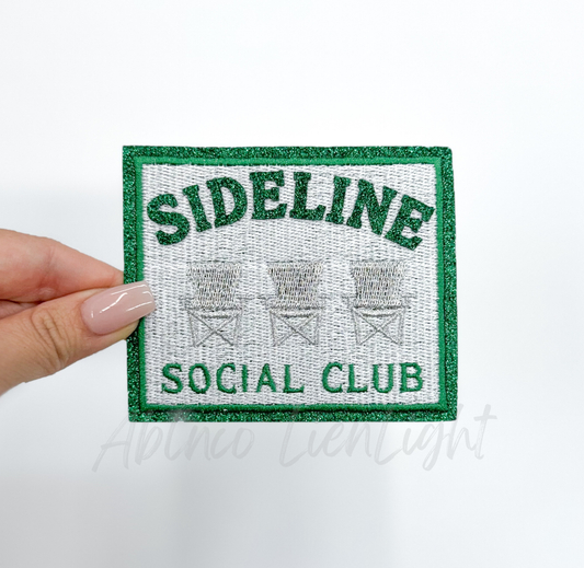 Green Sideline Social Club Glitter Embroidery Patch