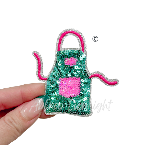 Pink Turquoise Apron Baking Sequin Patch