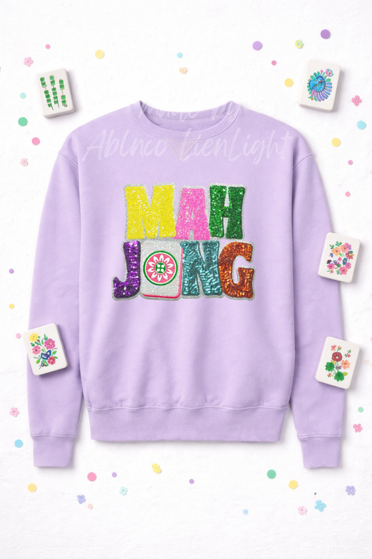 Colorful Mahjong Sequin Patch Sweatshirt