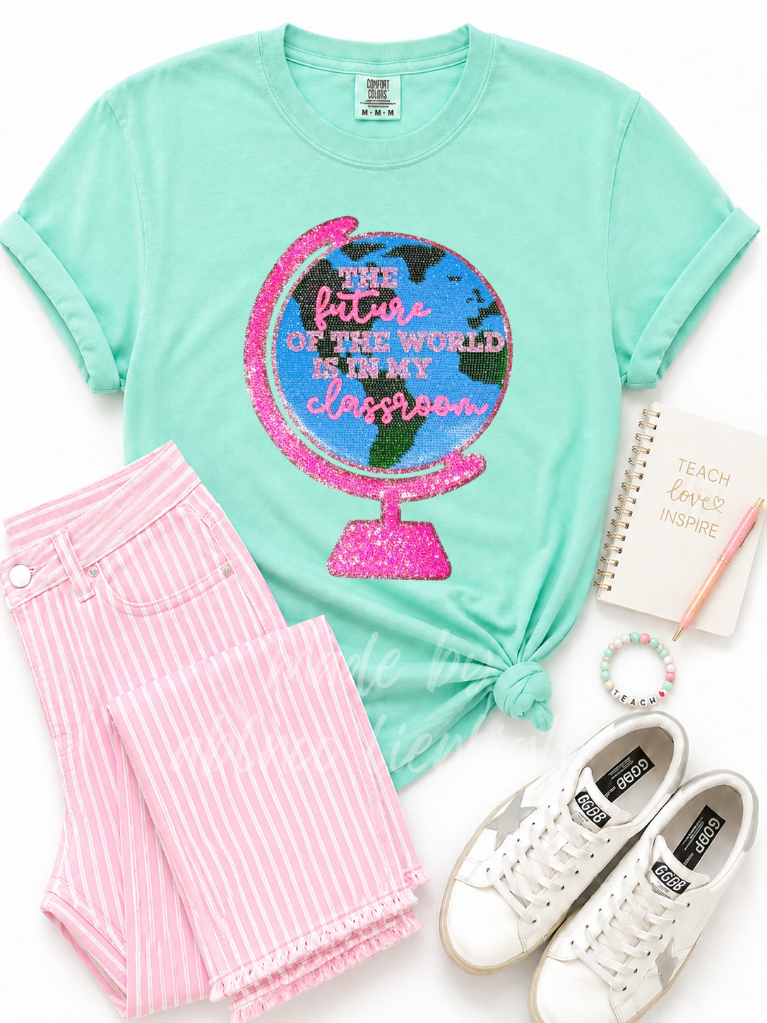 The Future Of The World Teacher Sequin Patch TShirt